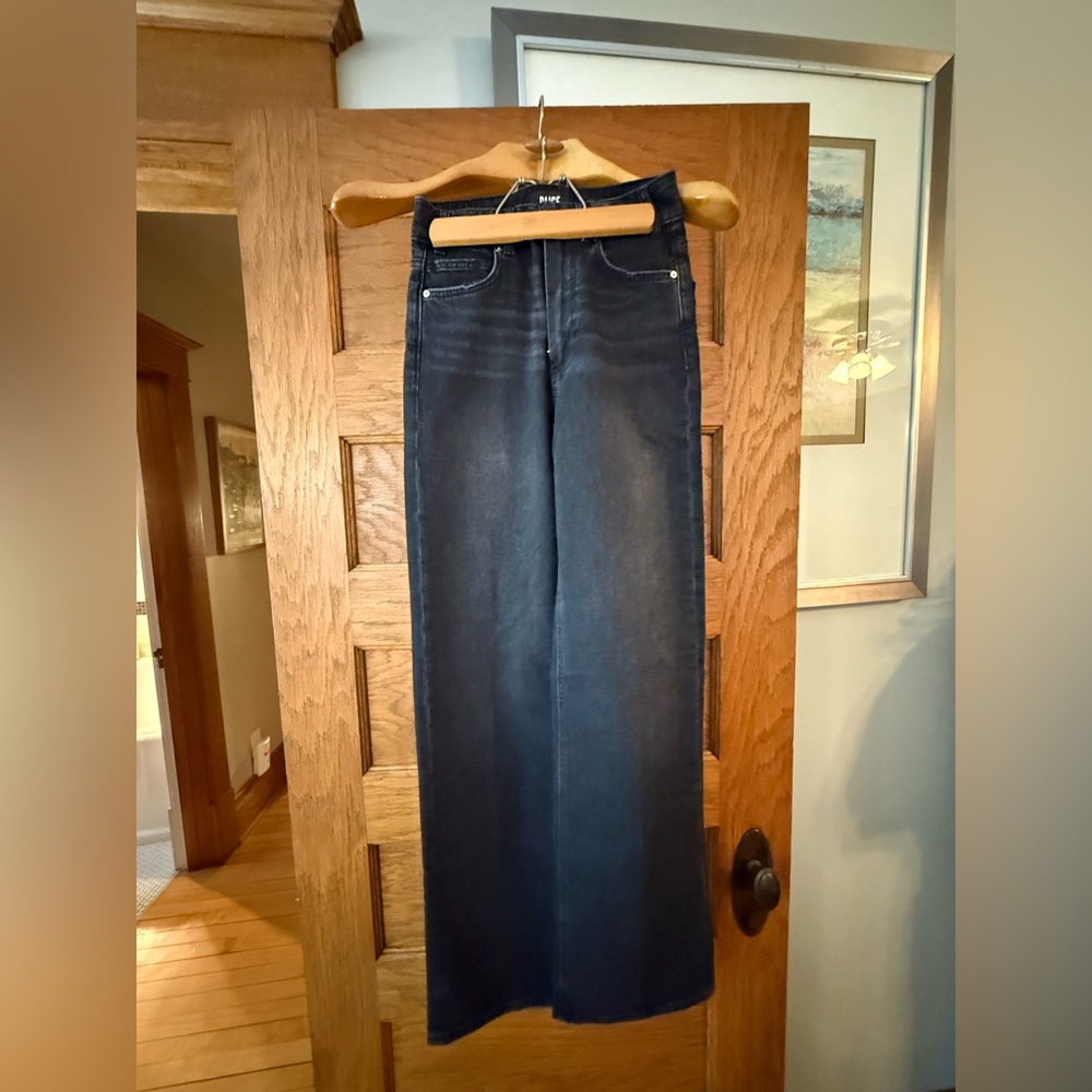 PAIGE viper black distressed High-Rise Wide Leg Jeans Sasha